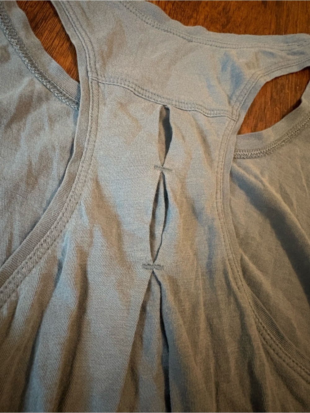 lululemon athletica Light Gray/Blue Racerback Tank with Pleat - Picture 4 of 6